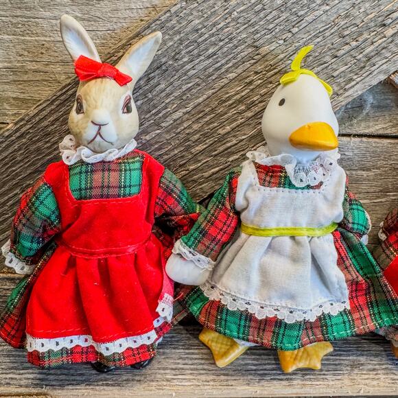 1970’s Special Appts-Vintage Porcelain Animal Dolls in Holiday Clothing-Set of 4 - Picture 2 of 11